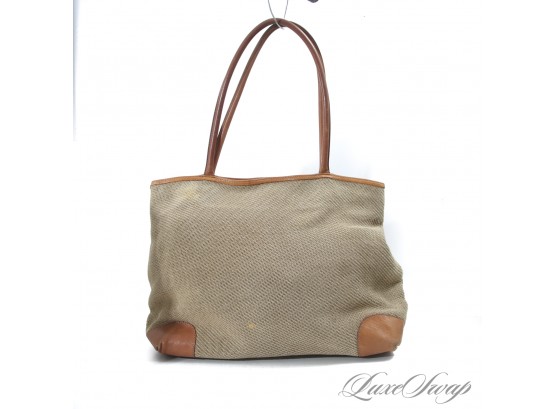 BEACH BRUNCH READY! LARGE STUBBS AND WOOTTON PALM BEACH RAFFIA WEAVE LEATHER TRIM TOTE BAG