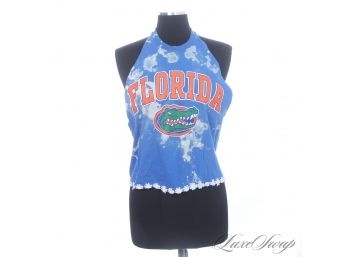 ONE OF A KIND : VINTAGE 1980S 1990S FLORIDA TEE SHIRT CHOPPED AND CUSTOMIZED WITH TYE DYE AND EMBROIDERY!