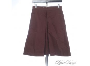 GORGEOUS! LIKE NEW WITHOUT TAGS MARNI CHOCOLATE BROWN SPRING UNLINED FAILLE SKIRT WITH RIRI ZIPPERS 38
