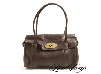 LIKE NEW AND EXPENSIVE MULBERRY OF ENGLAND 'BAYSWATER'  BROWN TUMBLED LEATHER FLAP BAG