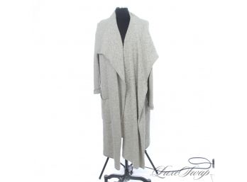 ITS REALLY INCREDIBLE. FLOOR LENGTH POLO RALPH LAUREN GREY SPECKLED IVORY CASHMERE BLEND CARDIGAN COAT L