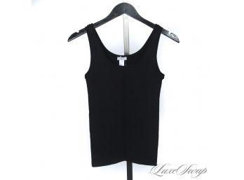 THESE ARE EXPENSIVE YOU GUYS : LIKE NEW HANRO SWITZERLAND BLACK STRETCH 'TOUCH FEELING' TANK TOP L