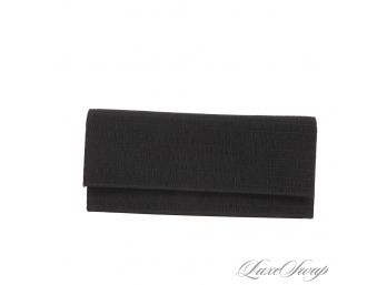 THE PERFECT BLACK EVENING BAG? STUART WEITZMAN MADE IN SPAIN BLACK RUCHED FABRIC CLUTCH WITH DETACHABLE STRAP