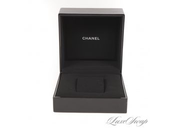 LIKE NEW AUTHENTIC CHANEL BLACK LEATHER EFFECT AND SILVER HARDSIDE WATCH BOX AND STAND #3
