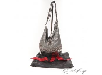 WAS NOT CHEAP : LAURA B COLLECTION PARTICULARE TRIPLE TONE METAL MESH PLATINUM ANTHRACITE UNSTRUCTURED BAG