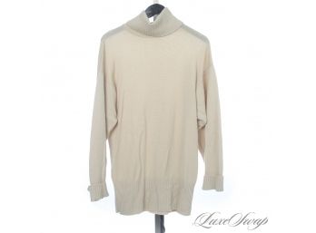 THE STAR OF THE SHOW! VINTAGE 1980S 90S GUCCI MADE IN ITALY 100 CASHMERE BONE OVERSIZED TURTLENECK SWEATER 42