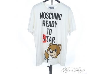 ULTIMATE FASHION : AUTHENTIC MOSCHINO COUTURE TOP LINE 'READY TO BEAR' LARGE PRINT OVERSIZE TEE SHIRT S