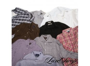 MIXED LOT OF APPROXIMATELY 10 MENS BUTTON DOWN SHIRTS IN MIXED SIZES INCLUDING BEN SHERMAN, HAUPT, FACCONABLE
