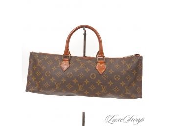 VERY UNIQUE SHAPE! VINTAGE LV MONOGRAM CANVAS FULL LEATHER LINED EAST WEST BAG WITH ECLAIR ZIPPERS!
