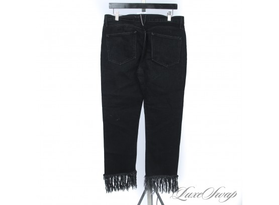 THESE ARE BANGIN : 3X1 NYC BLACK 'TANGO' JEANS WITH SHREDDED FRINGED HEMS 28