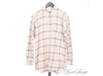 THE ONE EVERYONE WANTS! AUTHENTIC BURBERRY LONDON MENS TARTAN CHECK FLANNEL BUTTON DOWN SHIRT MADE IN USA L