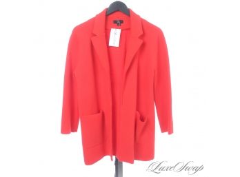 PERFECT FOR APRIL! LIKE NEW J. CREW 365 CORAL ORANGE KNITTED BUTTONLESS SWEATER JACKET