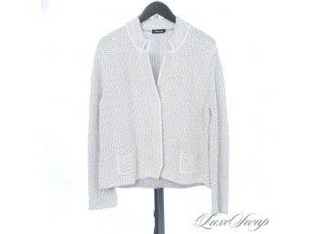 MODERN AND LIKE NEW ANNE CLAIRE MADE IN ITALY IVORY DOUBLEFACED KNIT WAFFLED CARDIGAN JACKET 48