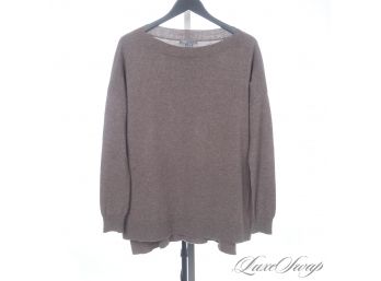 TO. DIE. FOR. VINCE CASHMERE BLEND SMOKED BROWN OVERSIZED SPLIT SIDE CAPELET SWEATER S