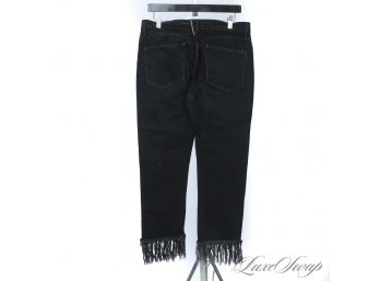 THESE ARE BANGIN : 3X1 NYC BLACK 'TANGO' JEANS WITH SHREDDED FRINGED HEMS 28