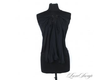 THIS IS BEAUTIFUL : LIKE NEW PLEIN SUD MADE IN ITALY 100 PCT SILK BLACK RUFFLED CAMI TANK TOP 8