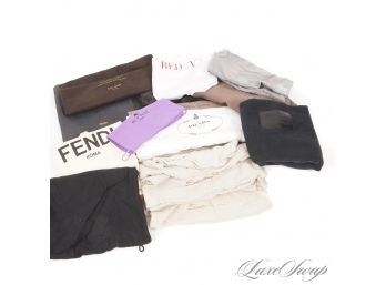 LOT OF APPROXIMATELY 15 HIGH END LUXURY FLANNEL AND SLEEPER BAGS FROM FENDI, BOTTEGA VENETA AND MORE #1