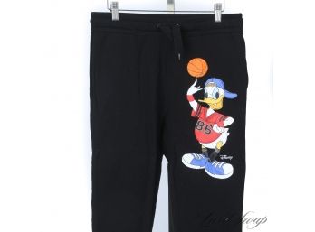 THERES GONNA BE A BRAWL : MOSCHINO X H&M BLACK DONALD DUCK BASKETBALL CARTOON SWEATPANTS S