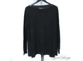 TO. DIE. FOR. VINCE CASHMERE BLEND CHARCOAL GREY OVERSIZED SPLIT SIDE CAPELET SWEATER S