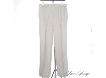 BRAND NEW WITH TAGS $598 RALPH LAUREN TAUPE SUMMER WEIGHT UNLINED PINSTRIPE PANTS 8