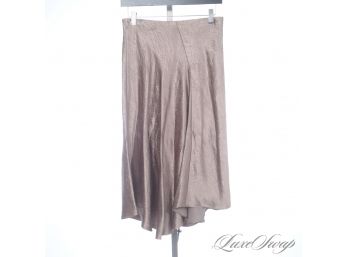 TALK ABOUT TEXTURE! LIKE NEW VINCE CRINKLED SHIMMER SATIN TAUPE LONG FLOUNCE SKIRT S