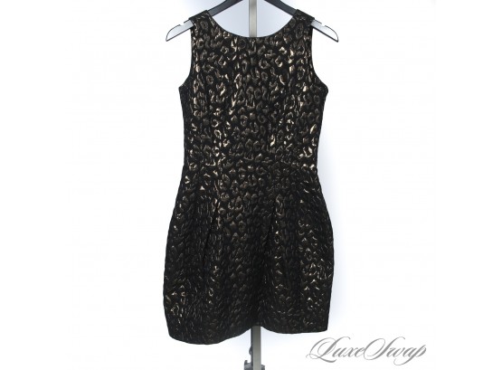 BRAND NEW WITH TAGS $248 CYNTHIA STEFFE BLACK JACQUARD GOLD FOIL LEOPARD PRINT PARTY DRESS 4