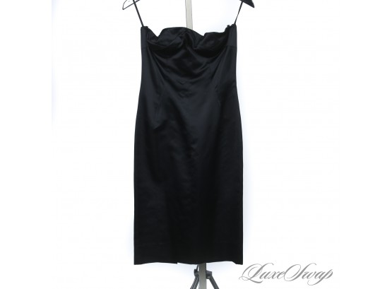THE STAR OF THE SHOW! HOT AND I MEAN SMOKING HOT AUTHENTIC GUCCI MADE IN ITALY BLACK SATIN STRAPLESS DRESS 42