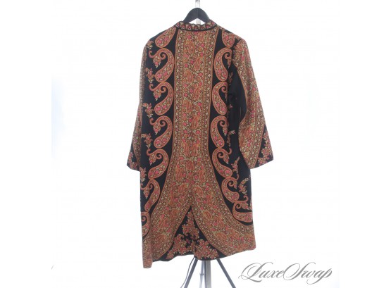 THE WORK ON THIS IS EXTRAORDINARY : BRAND NEW WITH TAGS $725 INDIAN CREWEL EMBROIDERED CASHMERE LONG COAT L
