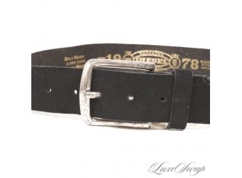 BRAND NEW WITH TAGS DIESEL 'BLAMBE' BLACK SUEDE MENS BELT WITH SILVER BUCKLE 80 / 32