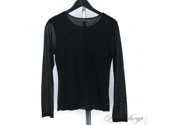 ULTRA SEXY! AUTHENTIC ALEXANDER MCQUEEN MADE IN ITALY BLACK SHEER SLINKY CREWNECK SHIRT 42