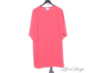 LIKE NEW WITHOUT TAGS AGNES B PARIS SLINKY DRAPED CORAL FLUTTER SLEEVE UNSTRUCTURED DRESS 42