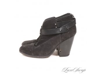 SO YOU WANT TO BE A ROCKSTAR? RAG & BONE BLACK SUEDE AND LEATHER JODHPUR SHORT BOOTIES 36