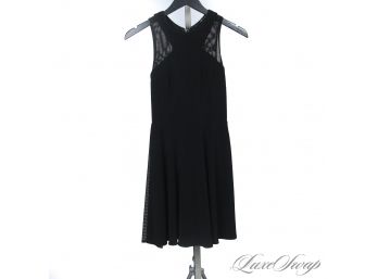 BRAND NEW WITH TAGS $345 JAY GODFREY BLACK SCUBA STRETCH BABYDOLL DRESS WITH MESH INSET DETAILS 0