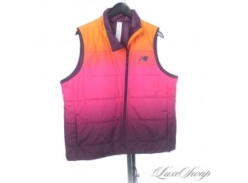 THE COLORS ARE AMAZING : LIKE NEW NEW BALANCE GRADIENT DIP DYE RAINBOW PUFFER VEST WOMENS XL