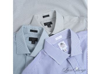 LOT OF 3 LIKE NEW AND RECENT J. CREW LUDLOW FIT MENS STRIPED AND CHECKED BUTTON DOWN DRESS SHIRT 15/34