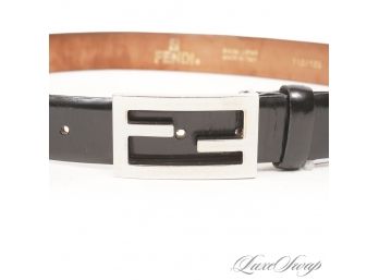 GUYS THIS IS IMPORTANT : AUTHENTIC FENDI MADE IN ITALY MENS BROWN LEATHER BELT WITH SILVER FF MONOGRAM 36