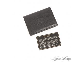 THE STAR OF THE SHOW! AUTHENTIC VINTAGE 1990S CHANEL BLACK CAVIAR LEATHER WALLET WITH COA!