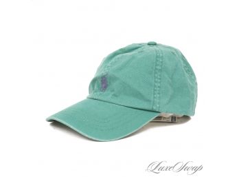 BRAND NEW WITH TAGS POLO RALPH LAUREN SPEARMINT GREEN WASHED TWILL BLUE PONY BASEBALL HAT YOUTH 8-20
