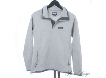 BRAND NEW WITH TAGS $119 WOMENS PATAGONIA HEATHER GREY RIBBED T-SNAP POPOVER SWEATER M