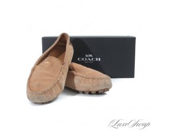 THE ONES YOU ALWAYS TURN TO : COACH SNUFF SUEDE LOGO PLAQUE DRIVING LOAFERS W/ORIGINAL BOX 7.5