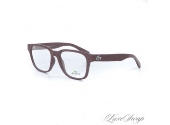 FOR THE SCHOLARLY LOOK : LACOSTE PARIS ROUGE RED STUDDED ARM L2794 GLASSES WITH CLEAR LENSES