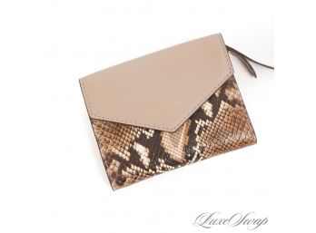 BRAND NEW WITHOUT TAGS AUTHENTIC MICHAEL KORS TRUFFLE LEATHER AND PYTHON PRINT FOLDOVER WALLET