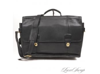 $500 RECENT COACH BLACK LEATHER MESH LINED MODERN UPDATED BLACK LEATHER 'LEGACY' TURNLOCK BRIEFCASE