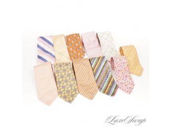 #1 LOT OF 11 PREMIUM MENS SILK TIES IN FRESH SPRING COLORS INCLUDING ETRO, BURBERRY, SULKA, FENDI AND MORE