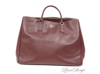 THE STAR OF THE SHOW : AUTHENTIC CURRENT SEASON $2,850 PRADA MADE IN ITALY 'GALLERIA' ROUGE LEATHER TOTE BAG