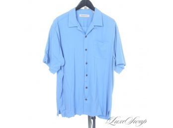 GUYS ITS BBQ SEASON, LETS GO! NEW WITH TAGS $110 TOMMY BAHAMA 100 PERCENT SILK POOL BLUE CAMP SHIRT L