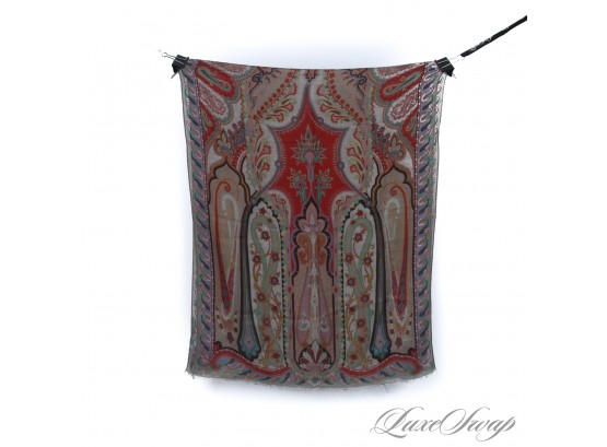 #4 GORGEOUS AND HIGHLY ORNATE ETRO MILANO MADE IN ITALY CASHMERE BLEND LILAC MIX PAISLEY LONG WRAP SHAWL SCARF
