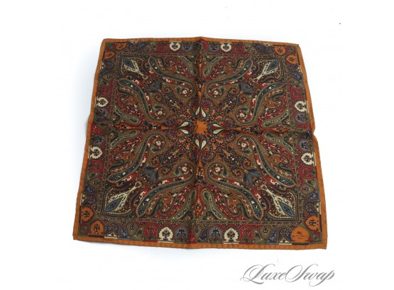 #1 GORGEOUS AND HIGHLY ORNATE ETRO MILANO MADE IN ITALY BRUSHSTROKE PAISLEY HAND ROLLED SILK 17' SCARF
