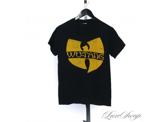 AINT NOTHING TO F WITH : SHAOLINS FINEST WU-TANG CLAN BLACK VINTAGED YELLOW WING LOGO TEE SHIRT