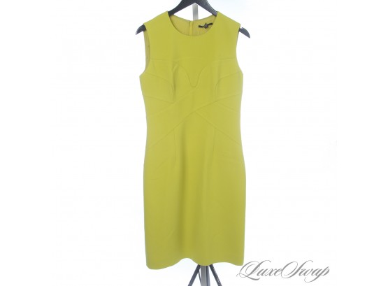 SUCH A GREAT SUMMER COLOR! HUGO BOSS ACID GREEN CHARTREUSE SCULPTED 'DIMACELLINA' DRESS 6